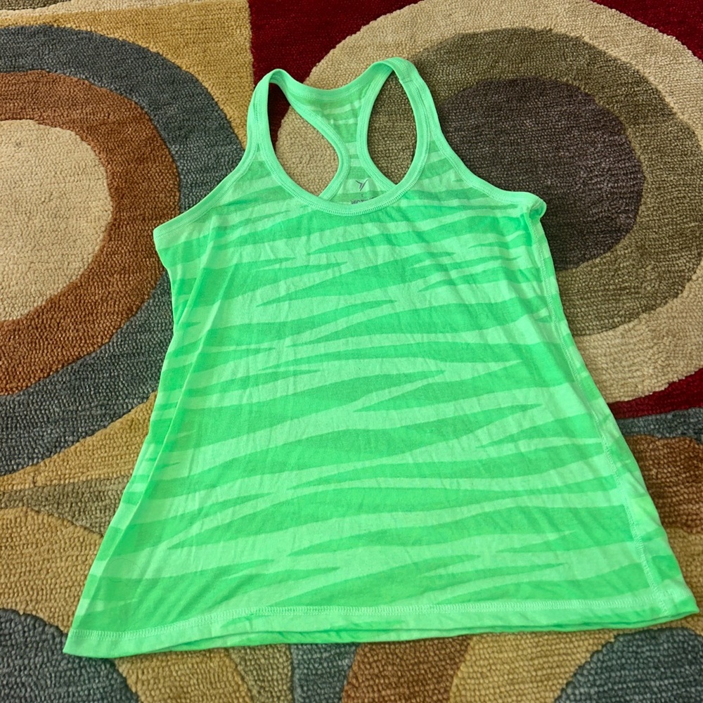 Old Navy Y2K Style Neon Green Thin Burnout Material Racerback Tank Top Women’s S